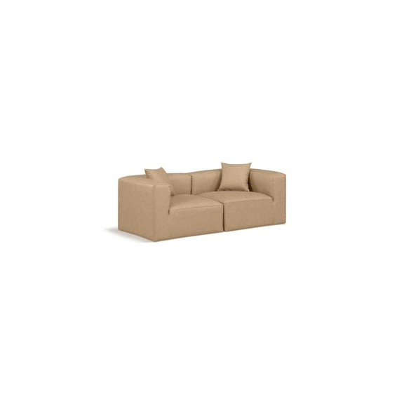 Meridian Furniture Cube Tan Vegan Leather 2-Pc. Modular Sofa