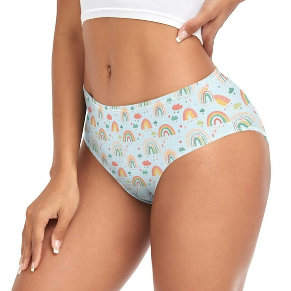 joogoo Rainbow Cartoon Cloud Womens Underwear Stretch Hipster Panties XL