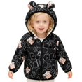 thumbnail image 2 of Wangmeiwg Girls Down Coat Winter Warm Jacket With Adorable Animal Print Insulated Soft Lightweight Hooded Outerwear For Toddlers And Kids 3-4 Years Black, 2 of 9