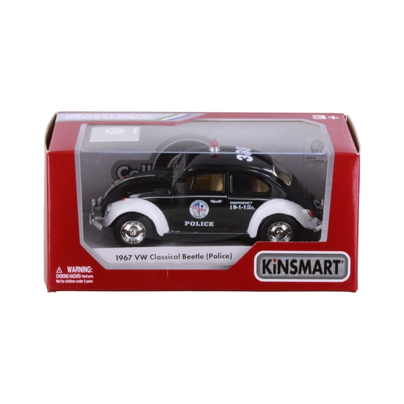 1967 Volkswagen Classical Beetle Police, Black/White - Kinsmart 5057WP - 1/32 Scale Diecast Model Car