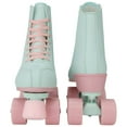 thumbnail image 5 of LIXI Girls' Roller Skates, Colorful High-Top Double Row Leather Quad Skates in Attractive Green & Pink,Youth 4, 5 of 9