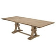 thumbnail image 3 of Rustic Natural Wood 9pc Dining Set with Extendable Table + Beige Linen Chairs, 3 of 6