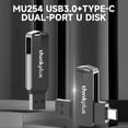 thumbnail image 2 of thinkplus MU254 128GB USB3.0 + Type-C Dual-port Metal U Disk Unidad flash USB giratoria Transmisión Meterk 128GB/Negro, 2 of 6