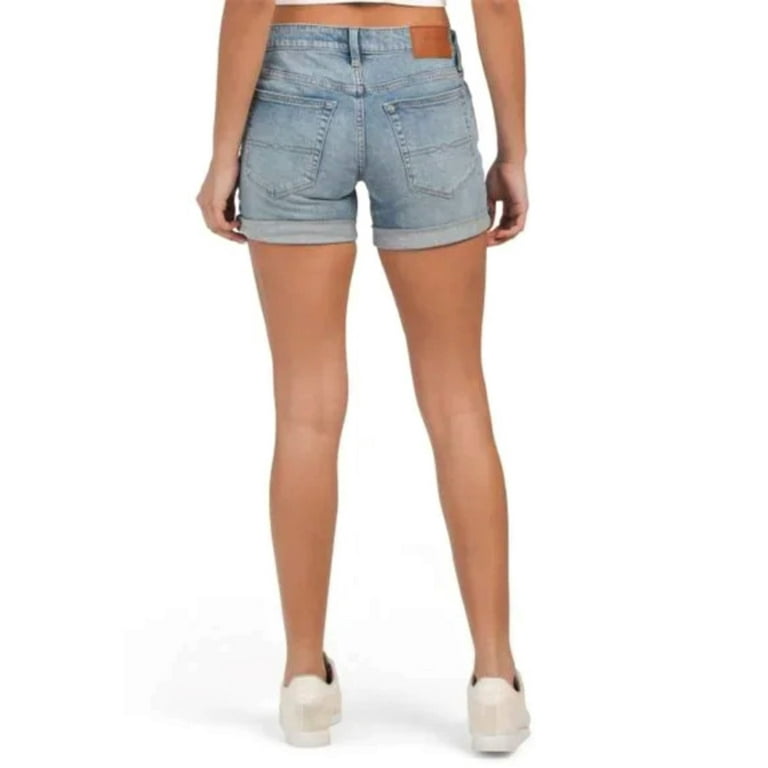 Lucky Brand Women's High Rise The Roll Up Distressed Denim Shorts-Blue / 30  