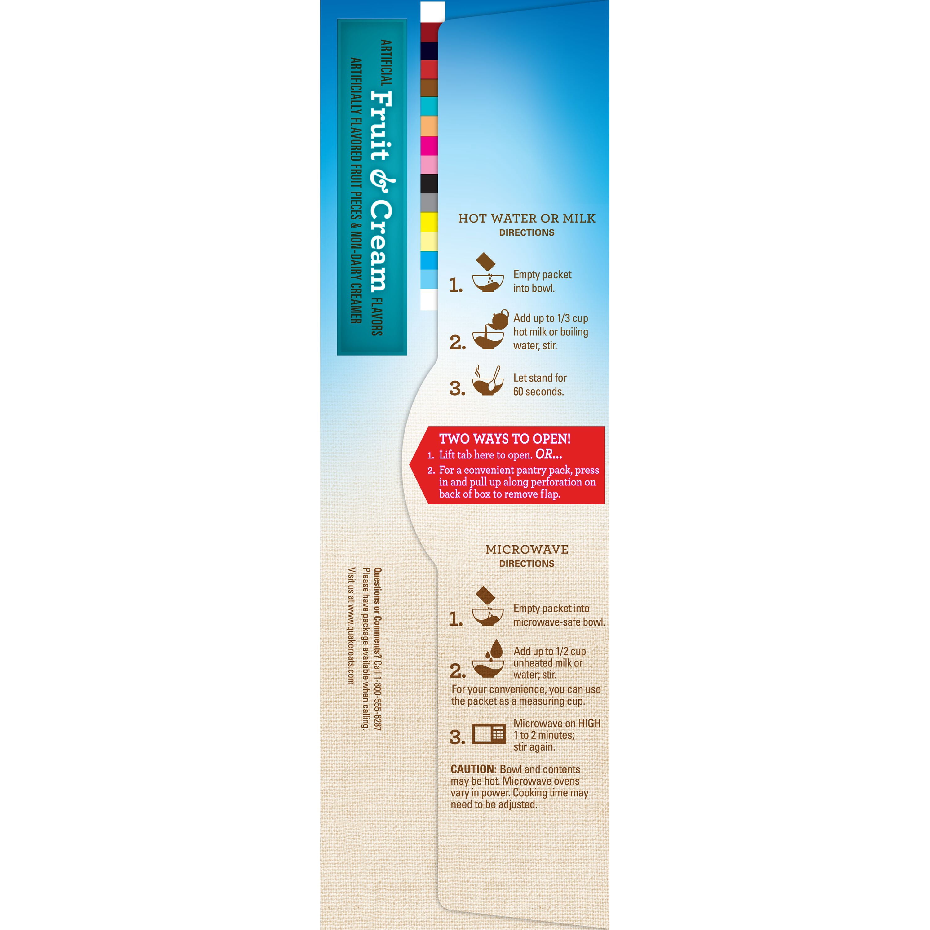 Quaker Instant Oatmeal Artificial Fruit & Cream Flavors Variety, 1.23 oz 8 Count