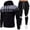 Black, variant on Turilly Mens Outfits 2 Piece Colorblock Full Zip Hoodie Joggers Set Tri Color Fleece Tracksuit With White Detail Pants