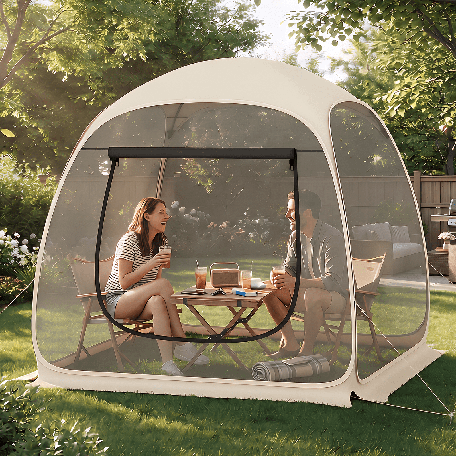 TABU Screen House Tent, 6x6ft Pop up Screen Tent, 4-5 Person Screened Canopy Tent with Carry Bag for Backyard & Outdoor Activities