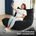 thumbnail image 6 of Bean Bag Chairs for Adults Giant Bean Bag Chair Memory Foam BeanBag Dorm Office (Black Plush), 6 of 9
