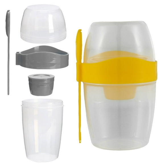 EIMELI 2Pcs Breakfast On the Go Cup with Fork 19.7oz Yogurt Container with 10.9oz Topping Cereal Cup Leakproof Reusable Take and Go Yoghurt Pot Cereal Yogurt Pot Yogurt Cups for Office Tr