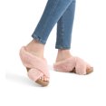 thumbnail image 2 of DREAM PAIRS Women's Fluffy House Shoes,Comfy Fuzzy Bedroom Non Slip Slide Slippers,Soft Faux Rabbit Fur Cross-Band Comfy Open Toe Slippers Indoor Outdoor SDSL2215W, 2 of 6