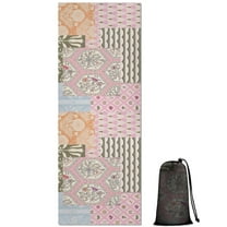 Pioneer Flower Floral Print Pattern Hot Yoga Mat Towel Non Slip for Hot Yoga - Quick-Drying Yoga Mat Cover with 4 Corner Pockets with Travel Bag - Hot Yoga Towel Non Slip 70"x26"