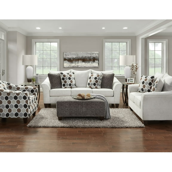 Roundhill Furniture Camero Fabric 4-Piece Living Room Set, Sliver