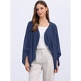 thumbnail image 3 of DARING DIVA Women's Linen Cardigan 3/4 Sleeve Open Front Lightweight Shrug M Dark Blue, 3 of 8