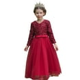 thumbnail image 2 of LYHaoo And Shine Long Formal Dress For Girls Elegant Party Gown With Sequin Detailing For，Girls Lace Dresses Sizes 4-5 Years Red, 2 of 7