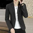 thumbnail image 2 of Chaqueta de traje de hombre a rayas negras para fiesta, chaqueta clásica para hombre, moda 2024, ropa vintage elegante de alta calidad, nueva, 2 of 5