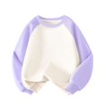 thumbnail image 4 of Abcomgle Cute Sweatshirts for Girls 10-12 Loose Crewneck Raglan Long Sleeve Girls Pullover Top Drop Shoulder Colorblock Sweaters for Teen Girls Fall Clothing for Teen Girls, 4 of 5
