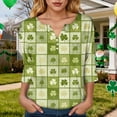 thumbnail image 5 of COMVALUE Saint Patricks Day for Women 2026 Lucky Shamrock 3/4 Sleeve Shirt Funny Irish Graphic Tee Spring Party Tops (Army Green, L), 5 of 9