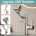 thumbnail image 6 of KAIYING Rotatable Bathroom Faucet with Digital Temperature Display, 1080 Degree Swivel Single Handle Sink Tap with 2 Spray Modes, Brushed Nickel, 6 of 7