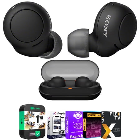Sony WFC500/B Truly Wireless In-ear Headphones, Water Resistant, Black Bundle with Tech Smart USA Audio Entertainment Essentials Bundle 2020 and 1 Year Extended Protection Plan