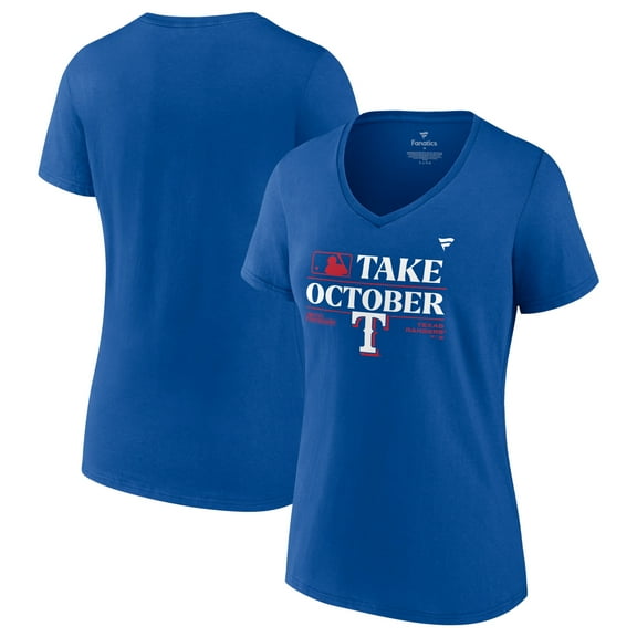 Women's Fanatics Royal Texas Rangers 2023 Postseason Locker Room V-Neck T-Shirt