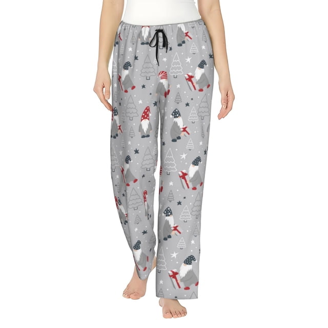 Balery Santa with Gifts Pantalones de pijama para mujer, pijamas ultraligeros, pantalones de estar por casa-Large