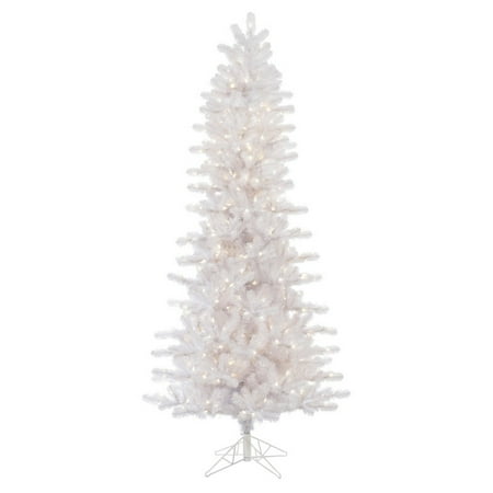 - Vickerman 7.5' Crystal White Pine Slim Artificial Christmas Tree with 500 Warm White LED Lights