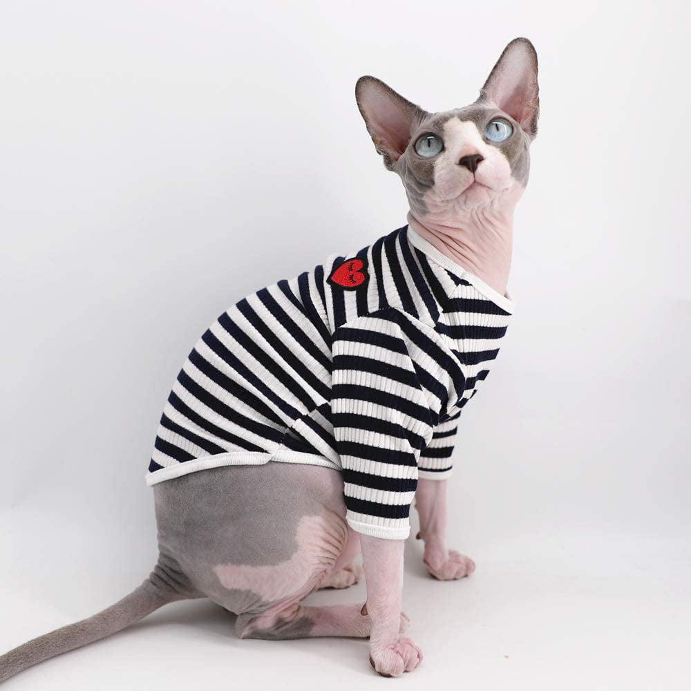 Cats & Small Dogs Apparel Sphynx Hairless Cat Cute Breathable Summer Cotton T-Shirts Pet Clothes,Round Collar Vest Kitten Shirts Sleeveless 