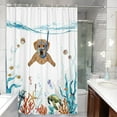 thumbnail image 5 of Funny Dog Shower Curtain Set Teal Blue Sea Ocean Waterproof Fabric Shower Curtains with Animal Octopus Starfish Turtle Anchor Fish Nautical Bathroom Curtain Decor (Orange, 72''''×72''''), 5 of 6