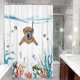 thumbnail image 5 of Juego de cortinas de ducha JAMW con diseño de perro divertido color verde azulado 72 pulgadas impermeable, 5 of 5