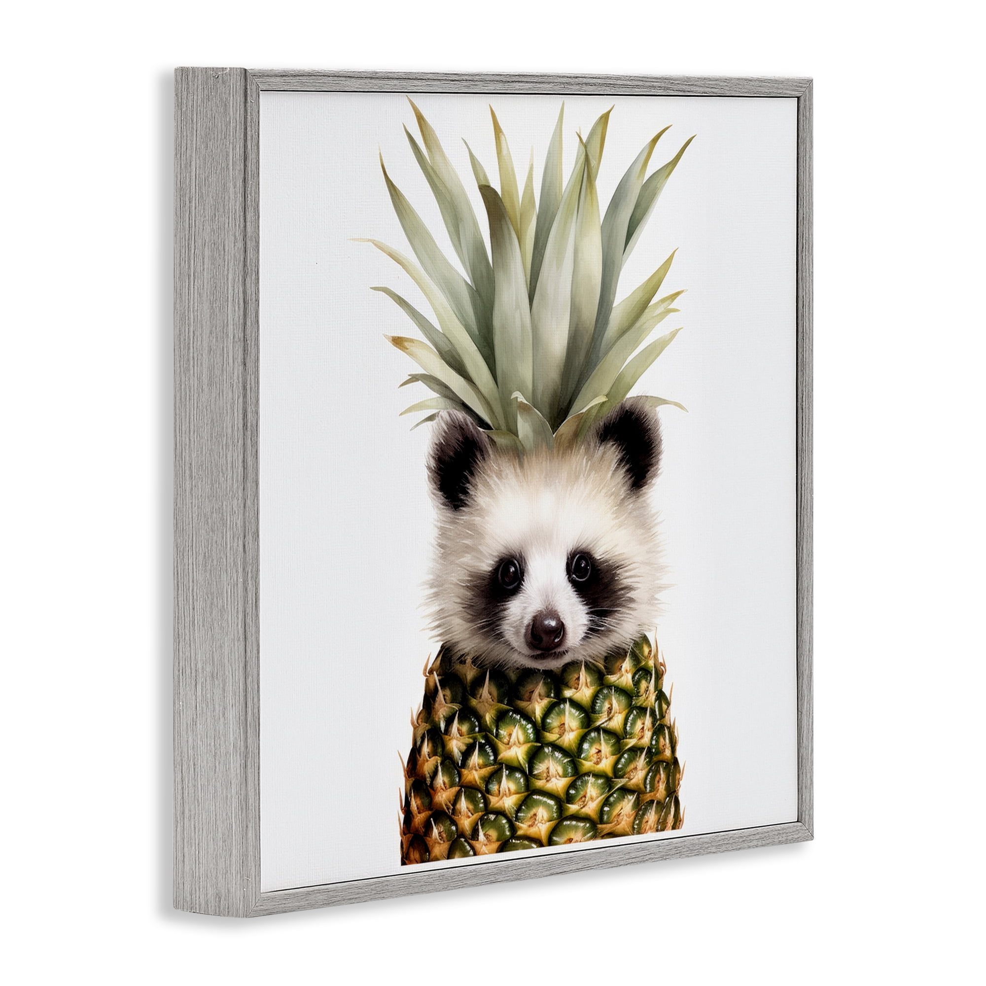 Stupell Industries Pineapple Panda Cub Gray Framed Giclee Art, design by Lazar Studio