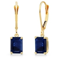 Gem Stone King 14K Yellow Gold Blue Sapphire Earrings for Women | 3.12 Cttw | Gemstone September Birthstone | Octagon 7X5MM