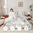 thumbnail image 3 of Castle Fairy Abstract Overlay Square Twin Comforter Sets 2pcs,Mid Century Hollow Block Bedding Set,Beige Taupe Gray,Reversible,1 Comforter and 1 Pillowcase, 3 of 6