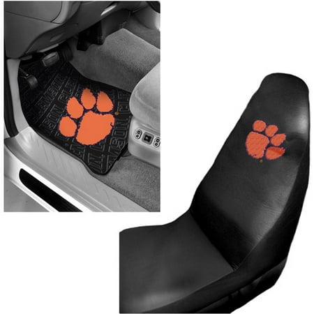 NCAA Clemson 2 pc Front Floor Mats and Clemson Car Seat Cover Value Bundle