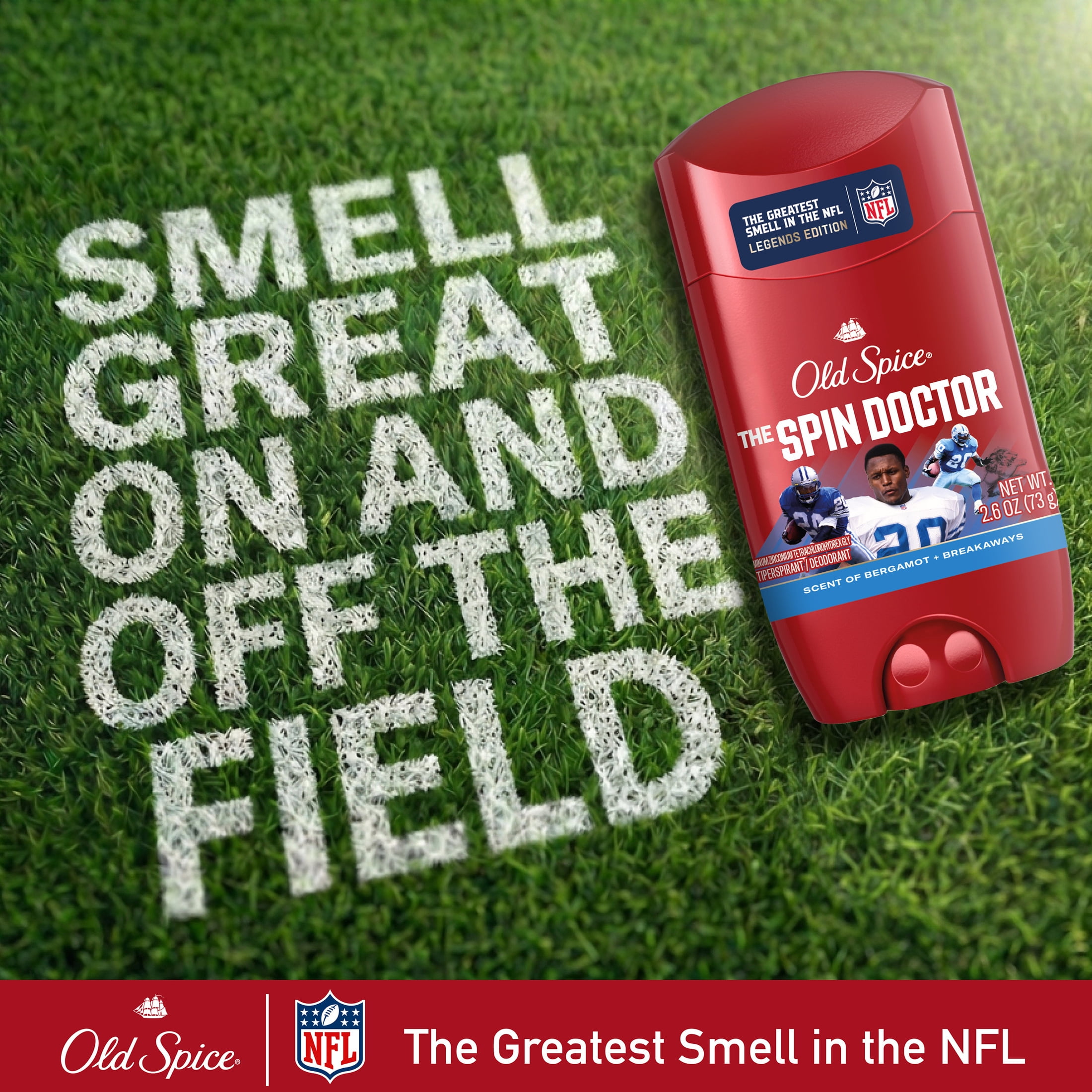 Old Spice Deodorant for Men, Antiperspirant, NFL Collection, Barry Sanders, Scent of Bergamot + Breakaways, 2.6 oz