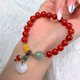 thumbnail image 2 of Pulsera de ágata roja del Sur Natural para mujer, cadena de mano con cierre de Jade blanco Ruyi, diseño pequeño, ropa de mano con cuentas de alta gama de 17cm, 2 of 4
