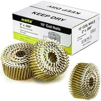 MEITE 9,000 Counts Coil Nails, 2" x 0.099"15 Degree Wire Collated Round Head Screw Shank Siding Nails, Galvanized