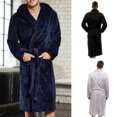 thumbnail image 4 of Men´s Fall Long Sleepwear Flannel Robes Shawl Collar Fleece Bathrobe Spa Pajamas Plus Sizes M-XXL, 4 of 5