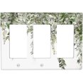 thumbnail image 1 of Sdmnsg-T Sage Green Leaves Print 3 Gang Triple Rocker Light Switch Decorative Switch Plate Covers Plastic Wall Plates Kitchen Bathroom Home Decor, 1 of 5
