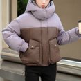 thumbnail image 2 of Fashion Winter Warm Jackets for Womens Plus Size Solid Color Blocked Short Style Loose And Thick Hooded Pocket Zipper Jacket Long Sleeved Jacket, 2 of 5