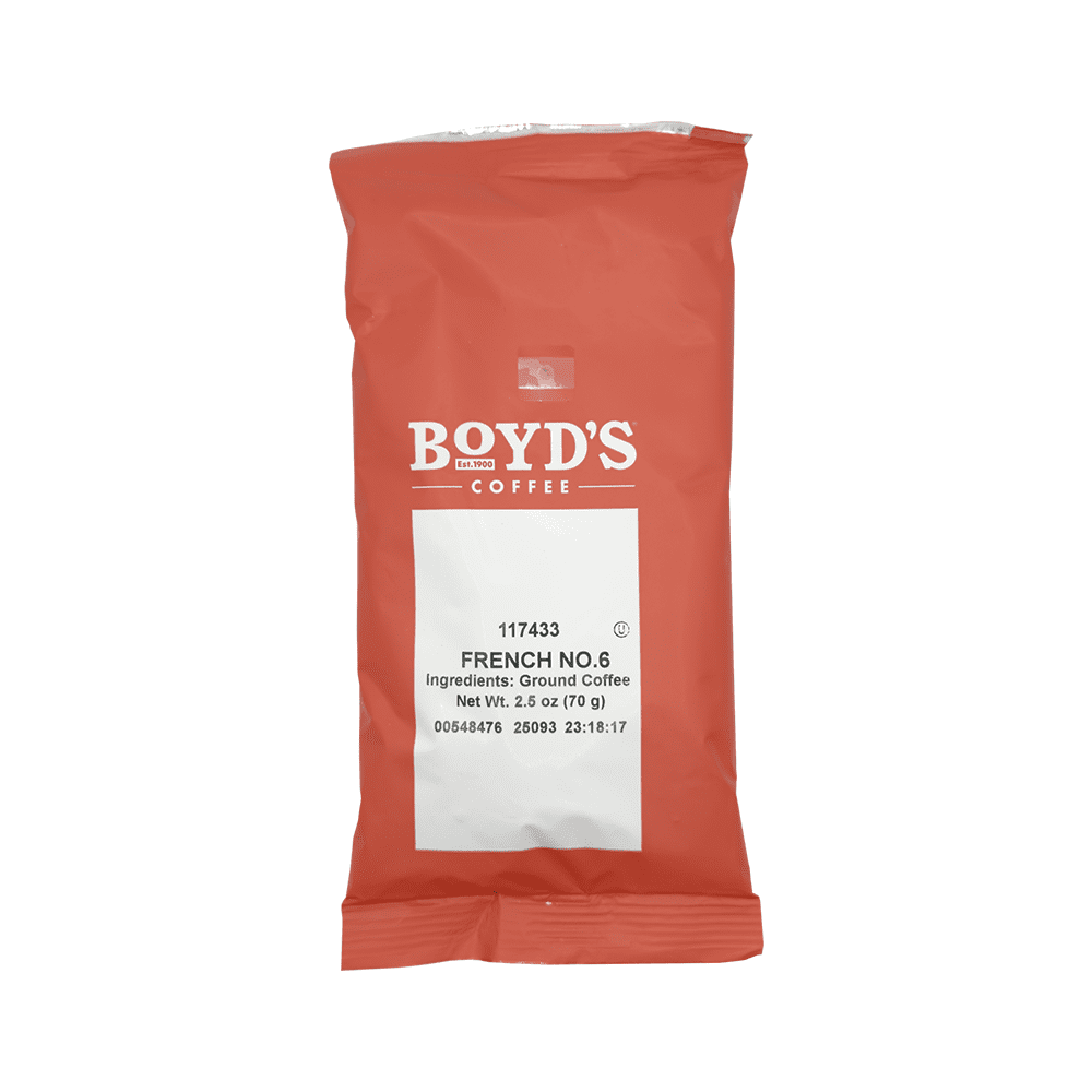 Boyd's Coffee Ground Coffee, French No. 6, Dark Roast , 2.5-Ounce Portion Packs (Pack of 50)