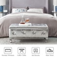 thumbnail image 6 of Storage Ottoman Bench, Faux Leather Upholstered Entryway Bench with Crystal Buttons and Silver Metal Legs, Large Storage Bench for End of Bed, Living Room, Bedroom, Entryway, Silver, 6 of 8