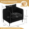 thumbnail image 6 of Lovableguy Velvet Accent Chair,Mid-Century Modern Armchair with Metal Legs and Pillow,Single Sofa Side Chair for Living Room Reading Room,Black, 6 of 8