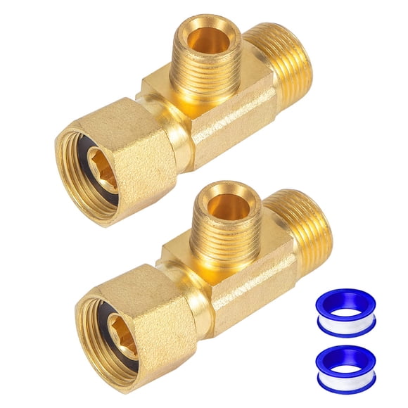 Válvula add-a-tee de latón Breezliy 3/8" x 1/4" de compresión, paquete de 2