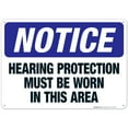 thumbnail image 1 of Hearing Protection Must Be Worn In This Area Sign, OSHA Sign, 10x14 Aluminum, 1 of 1