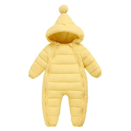 

Baby Hooded Down Winter Jumpsuit Toddler Zipper Down Jacket Jumpsuit 0-18M