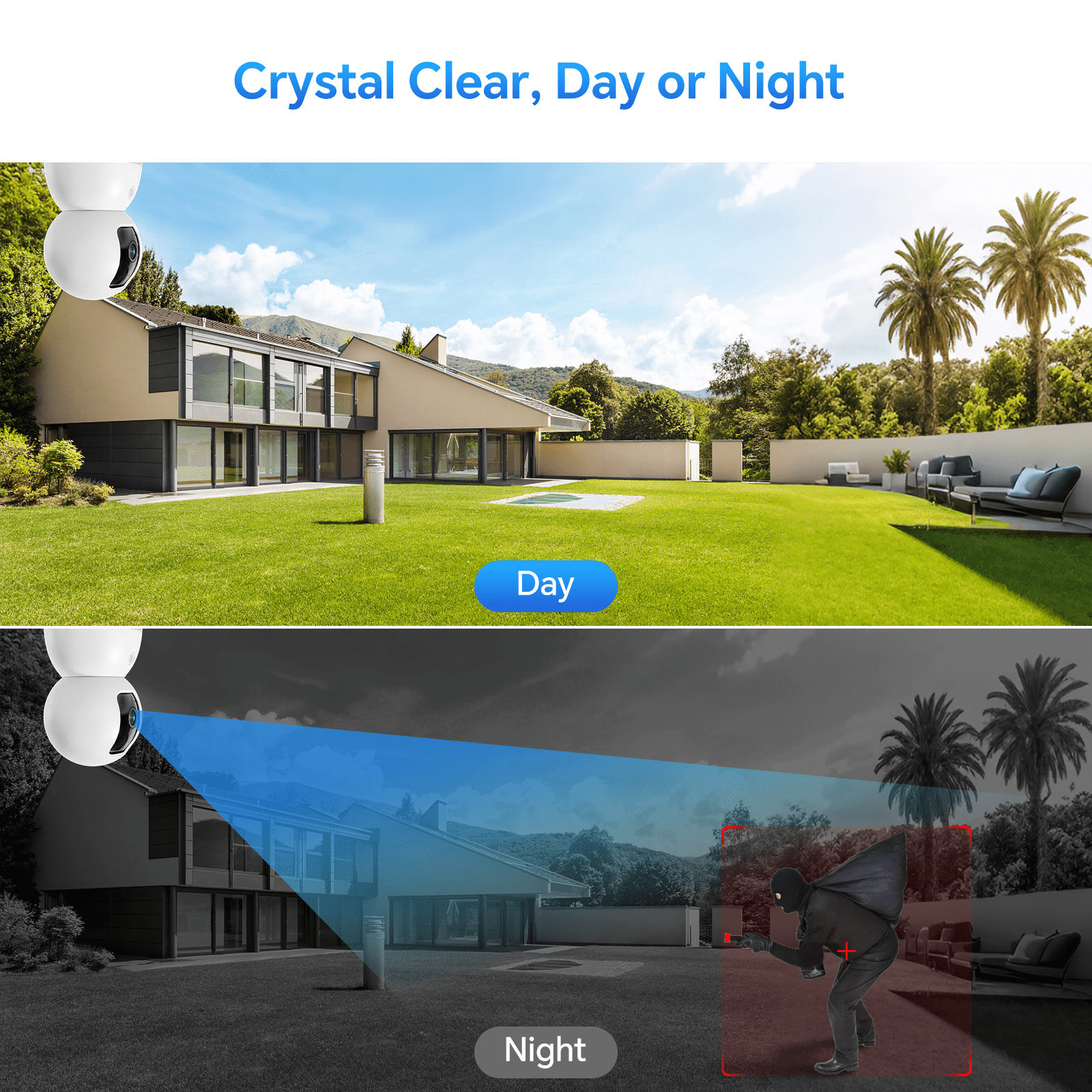 Wireless Baby Monitor Camera with 2K HD Resolution, 360° Panoramic View, Motion Tracking, Night Vision and Two-Way Audio for Home Security