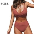 thumbnail image 2 of Traje de baño dividido para mujer, bikini retro, traje de baño de color sólido, traje de baño de verano, 2 of 7