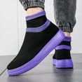 thumbnail image 5 of Women Men Sneakers Breathable Sock Shoes Slip on Mesh High Top Casual Shoes US12, 5 of 6