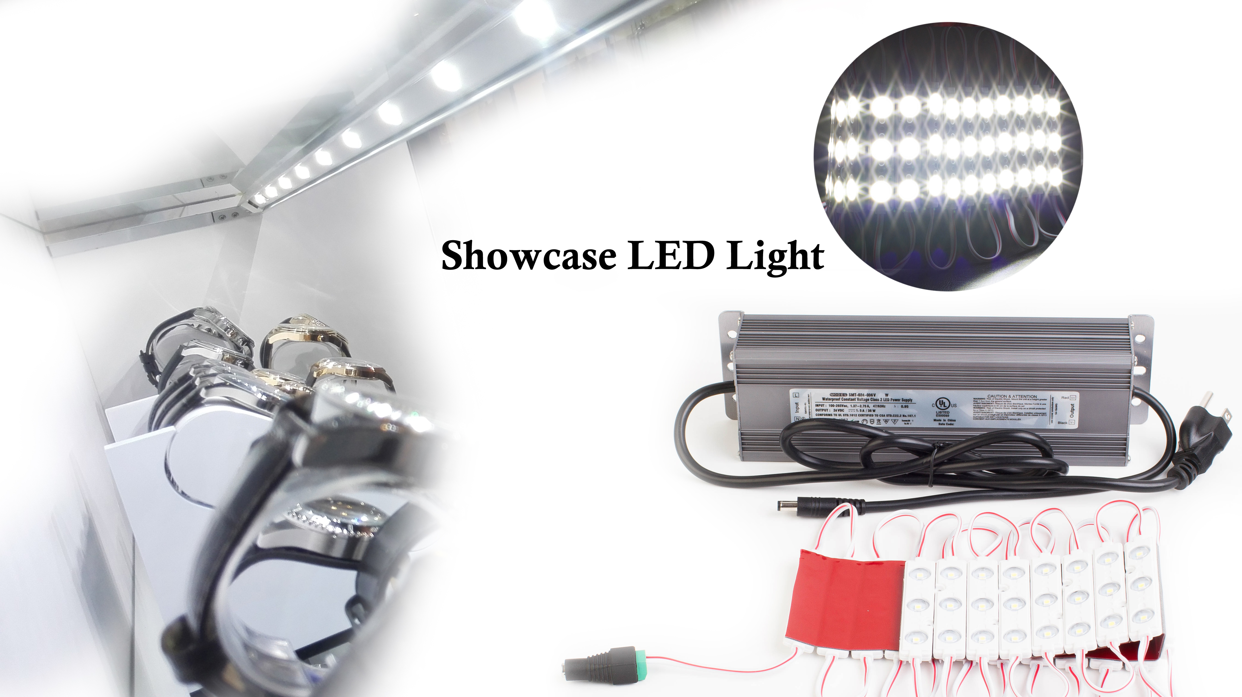 Showcase LED Light 20ft Brightest 24v with UL Power Supply for Retail Jewelry Display, Cooler, Closet, Pantry, Under Cabinet, Gun Safe Brighter Than 5630, 5730, 2835, COB, 3528 LED Chip