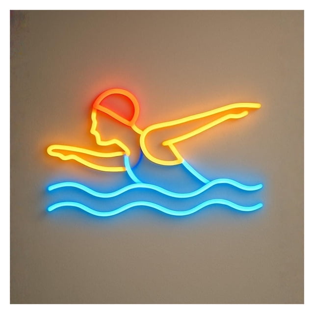 Letrero De Neón Para Natación, Luz LED Regulable Para Piscina, Ideal Para Escuelas De Natación, Clubes, Gimnasios Y Complejos Deportivos 45cm